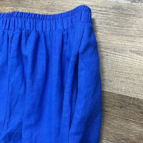 Vince Camuto Blue Wide Leg Linen Blend Elastic Waist Palazzo Pants Beachy Sz S - Picture 6 of 12